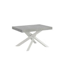 Tavolo Allungabile 120-380x90x77 cm Volantis Cemento Telaio Bianco -1