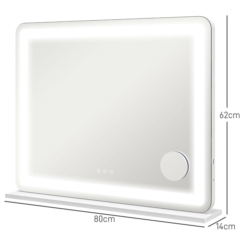 Specchio Trucco 80x62x14 cm con LED Regolabili Touch e Ingranditore 10x    -3