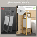 Mobiletto Bagno Salvaspazio Armadietto Porta Carta Igienica con Ripiano in Bambù 20x33x80cm Bianco-6