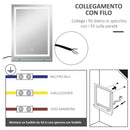 Specchio Bagno a Parete Cornice Luce LED a 3 Colori Mensola in Vetro 50x12x70 cm -6