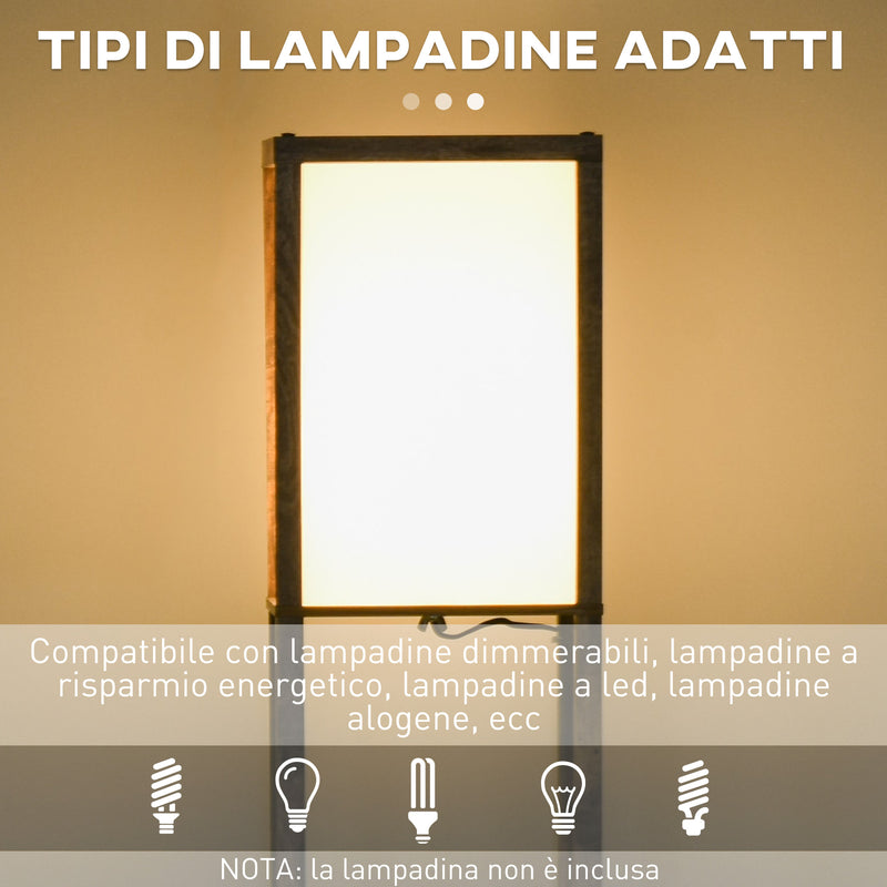 Lampada da Terra Attacco E27 Potenza 40W con Mensole in MDF Colore Legno  -6