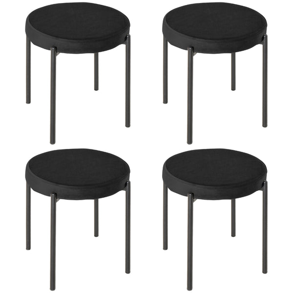 Set 4 Sgabelli Rotondi Ø41,5x46 cm in Tessuto Effetto Velluto Nero online