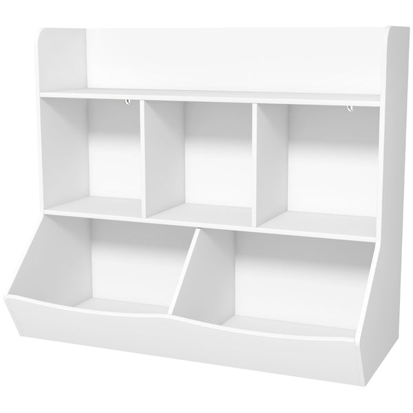 Mobile Portagiochi per Bambini a 3 Livelli con 5 Scomparti 91,5x43x79 cm in Legno Bianco sconto