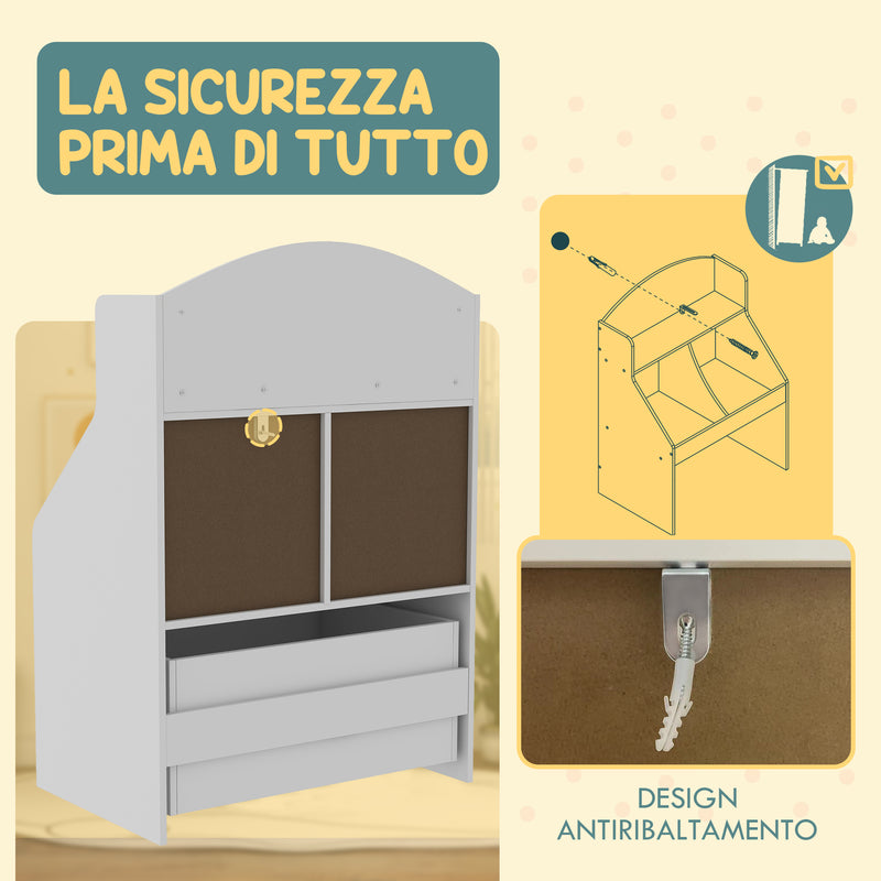 Libreria per Bambini 2 Livelli con Cassetto 62x40x88 cm Bianco  -6