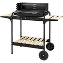 Barbecue a Carbonella 3 Ripiani e Vassoio 113x53.5x82.5 cm in Metallo Legno Nera-1