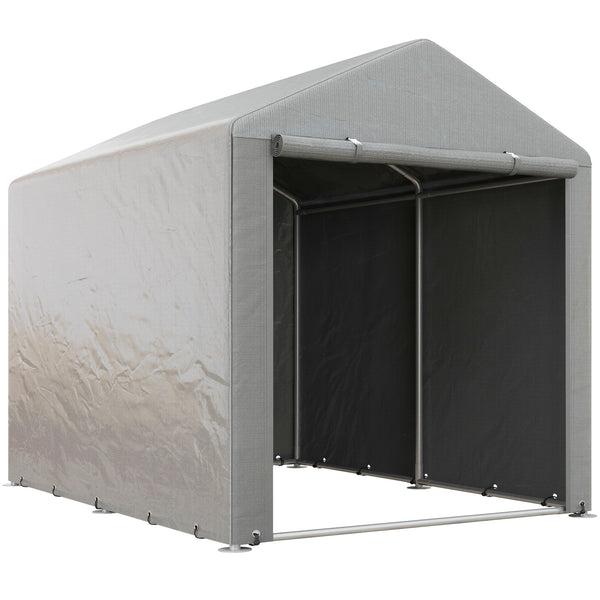 Capanno Box per Attrezzi da Giardino 160x218x172 cm Tenda in PE anti UV e Acciaio Grigio chiaro acquista