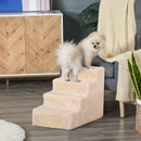 Scaletta per Cani 4 Gradini 60x35x44 cm in Flanella Sfoderabile e Truciolato Beige-2