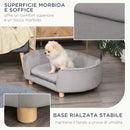 Cuccia Divano per Cani e Gatti Taglia Piccola 86x55x33 cm Grigio Chiaro -6