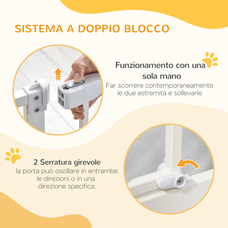 Cancelletto di Sicurezza per Cani Montaggio a Pressione Chiusura Automatica 76,2A cm Bianco -4