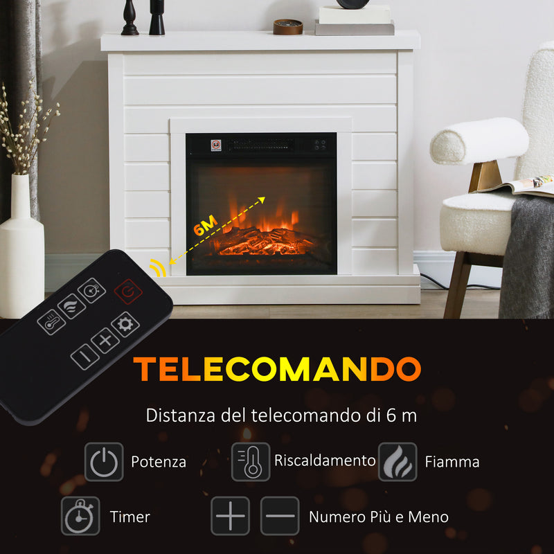 Camino Elettrico da Pavimento 1800W Effetto Fiamma e Telecomando 96,5x22x81,7 cm Bianco-6