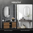 Specchio Bagno Ovale da Parete con Cornice in Alluminio 60x90 cm Verticale o Orizzontale Argento-4