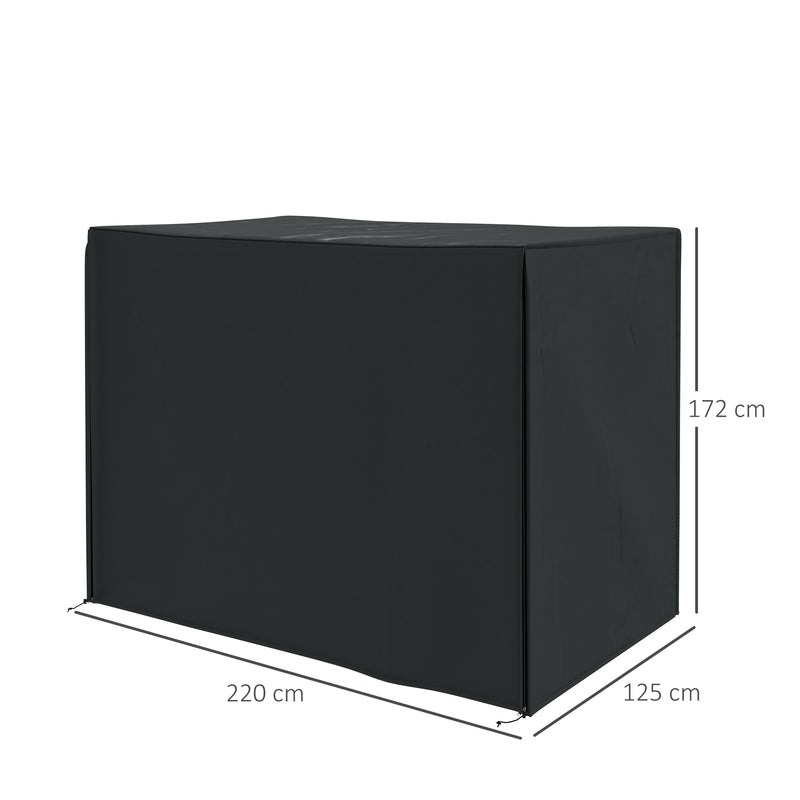 Copertura per Dondolo da Giardino 3 Posti Impermeabile e Anti UV 220x125x172 cm Nero-3