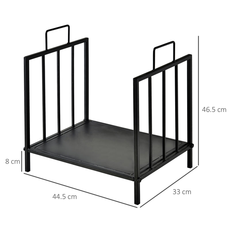 Portalegna per Camino con maniglie in Metallo 44,5x33x46,5 cm da Interno ed Esterno Max 15Kg Nero-3