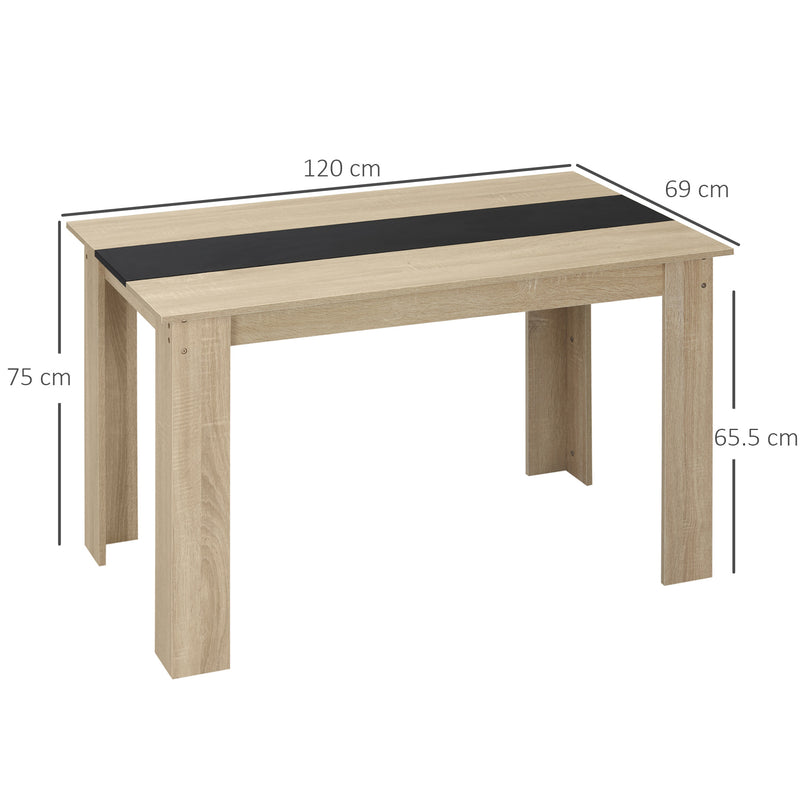 Tavolo da Pranzo Moderno per 4-6 Persone 120x69x75 cm Nero e Legno -3