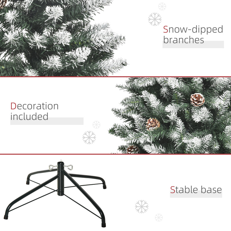 Albero di Natale Artificiale Innevato 150 cm 464 Rami e 28 Pigne Verde e Bianco -7