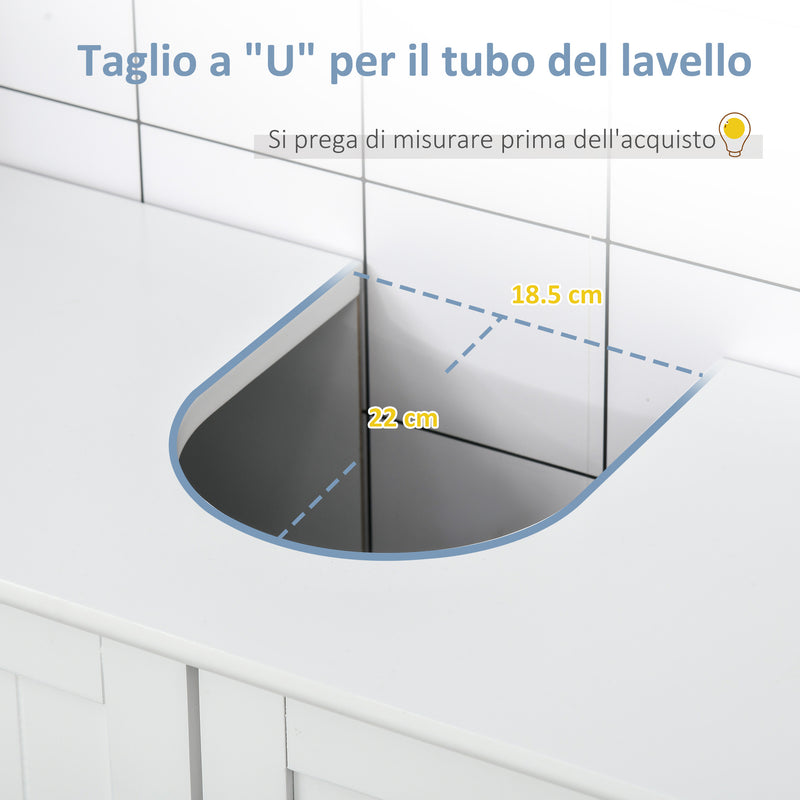 Mobile Sottolavello da Bagno 60x30x60 cm 2 Ante e Intaglio a U Bianco -4