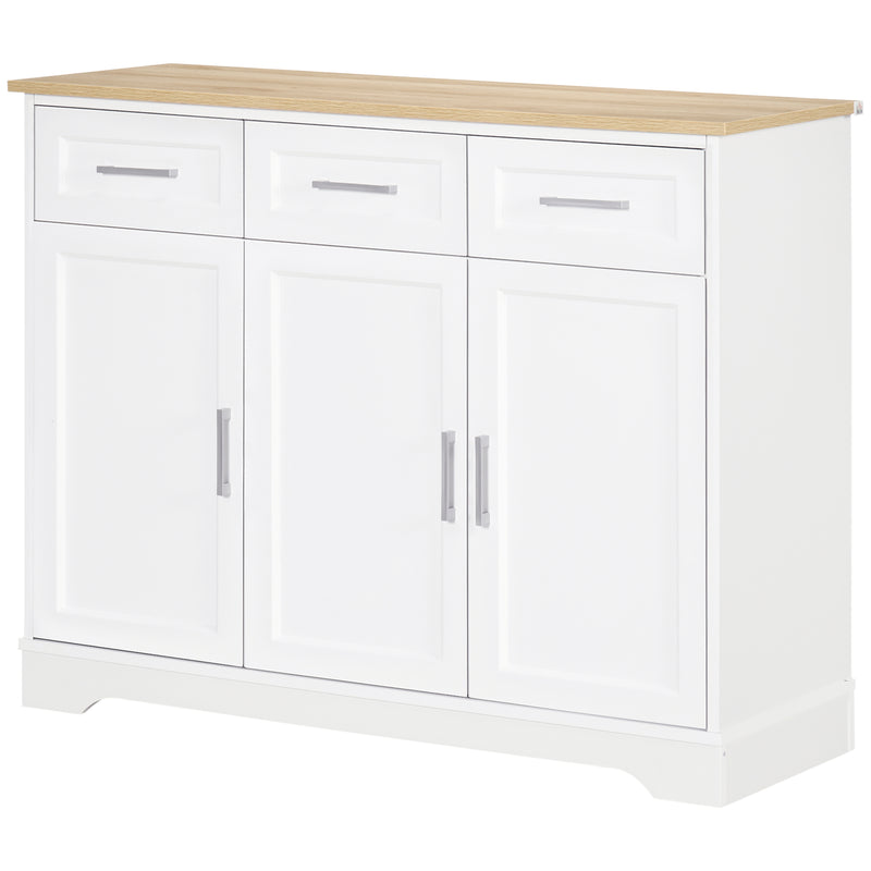 Credenza Moderna 3 Cassetti e 3 Ante 101x39x82 cm in MDF e Truciolato Bianco-1