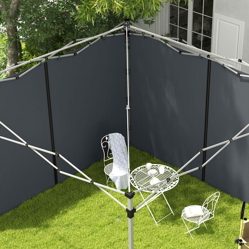 Set 2 Pareti Laterali per Gazebo 3x3m e 3x6m 295x195 cm in Tessuto Oxford Grigio Scuro-8