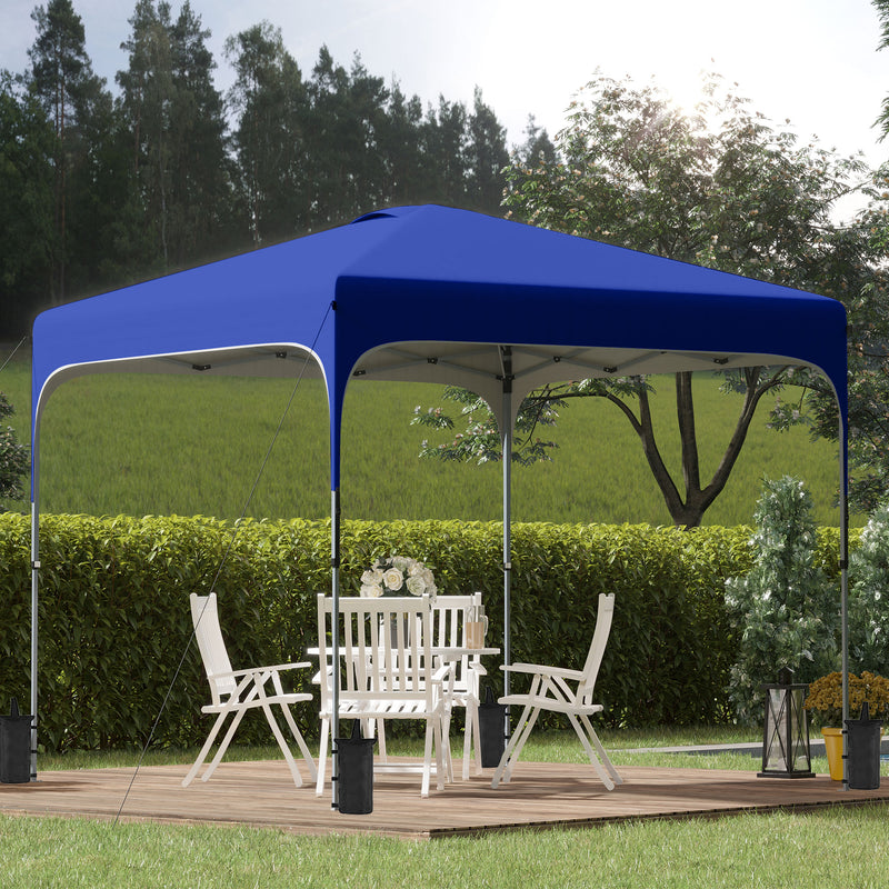 Gazebo Pieghevole 2.5x2.5 m con Altezza Regolabile Sacchetti di Sabbia e Borsa con Ruote Blu-2