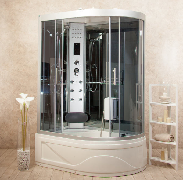 sconto Cabine de douche Baignoire d'hydromassage Sauna et bain turc Entrée à gauche 130x85cm Vorich Florence