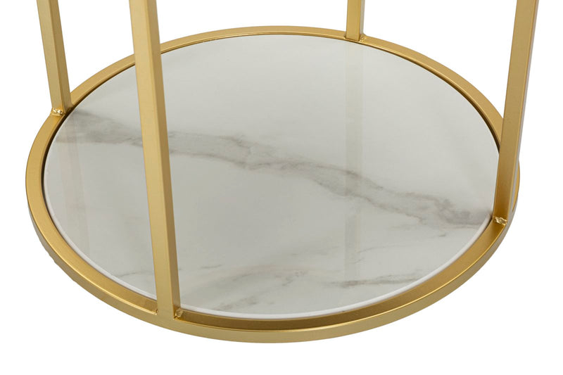 Comodino Montpellier Crema Ø 42x48 cm in Ferro Legno -5