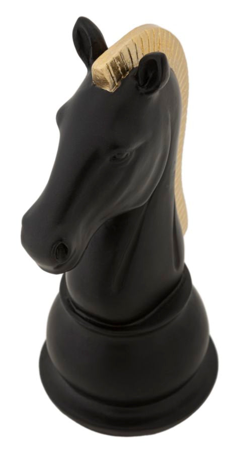 Statua Cavallo Nero e Oro 10,5x8,5x19 cm in Poliresina-5