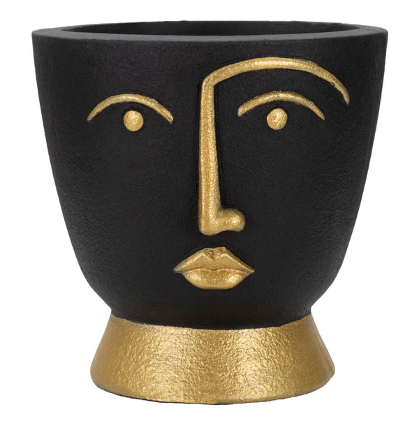 Vaso Tribal 25x25x25 cm in Poliresina Nero/Oro acquista