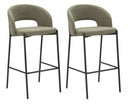 Set 2 Sgabelli Bar Helsinki 50x99x52 cm in Tessuto Verde/Nero-1