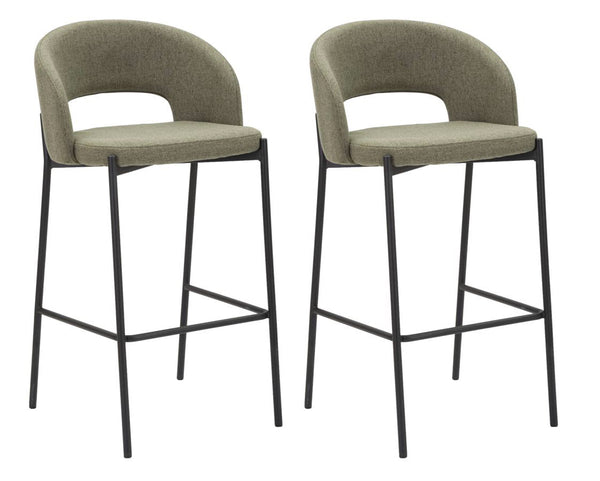 sconto Lot de 2 tabourets de bar Helsinki 50x99x52 cm en tissu vert/noir