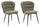 Lot de 2 chaises Losanna 58x85x60,5 cm en tissu vert/noir