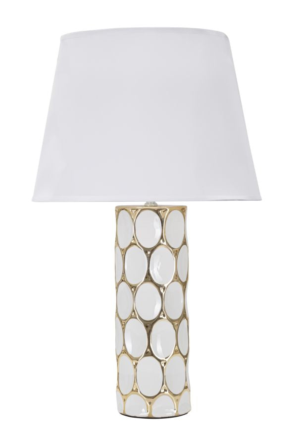 Lampada da Tavolo Glam Carv 34,5x56x34,5 cm in Ceramica Bianco/Oro online