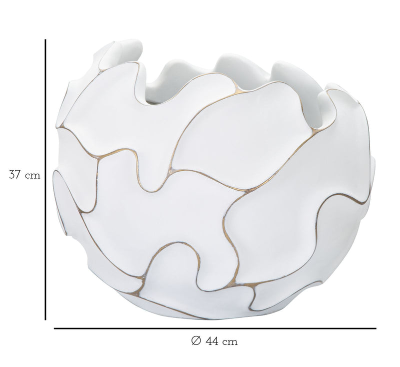 Vaso Gaspeau Lines 44x37x44 cm in Poliresina Bianco-6