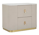 Comodino Beauty 60x47x40 cm in Legno MDF e Metallo Crema/Oro-1