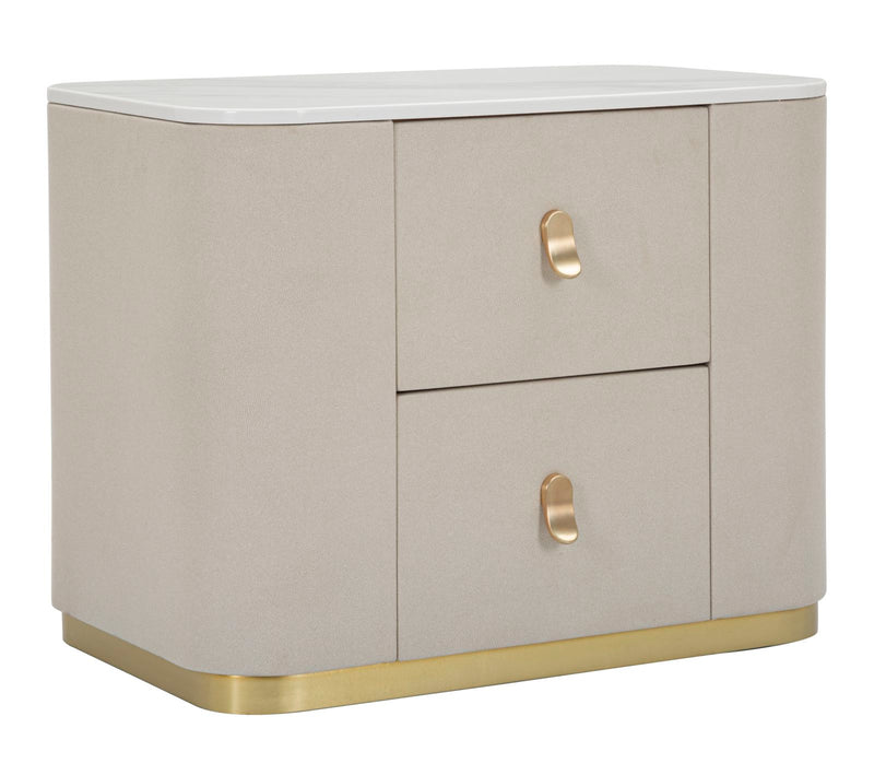 Comodino Beauty 60x47x40 cm in Legno MDF e Metallo Crema/Oro-1