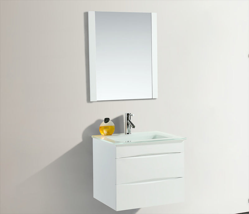 Mobile Bagno Sospeso 70 cm in PVC con Specchiera Vorich Easy Bianco-1