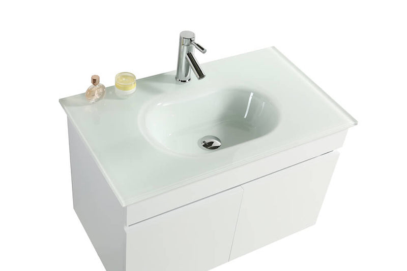 Mobile Bagno Sospeso 70 cm in PVC con Specchiera Vorich Easy Bianco-9