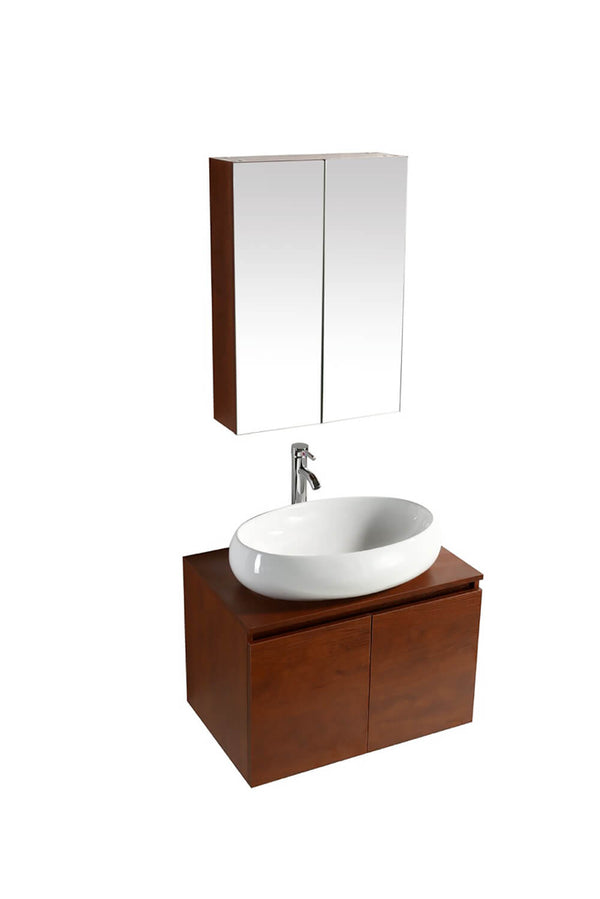 prezzo Meuble de Salle de Bain Suspendu 70 cm en MDF avec Miroir Vorich en Chêne de Bali