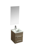 Mobile Bagno Sospeso 41 cm Lavabo e Specchio Vorich Rayan Rovere-1