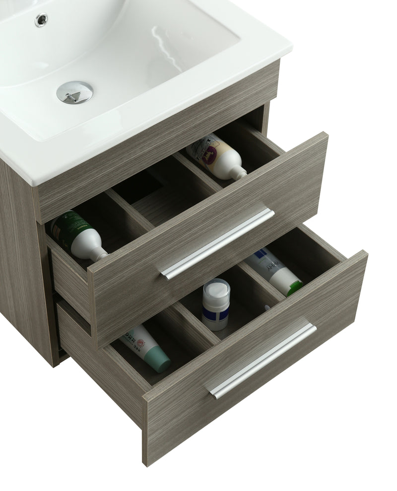 Mobile Bagno Sospeso 53 cm in MDF con Specchio Vorich Jasmin Grigio-5