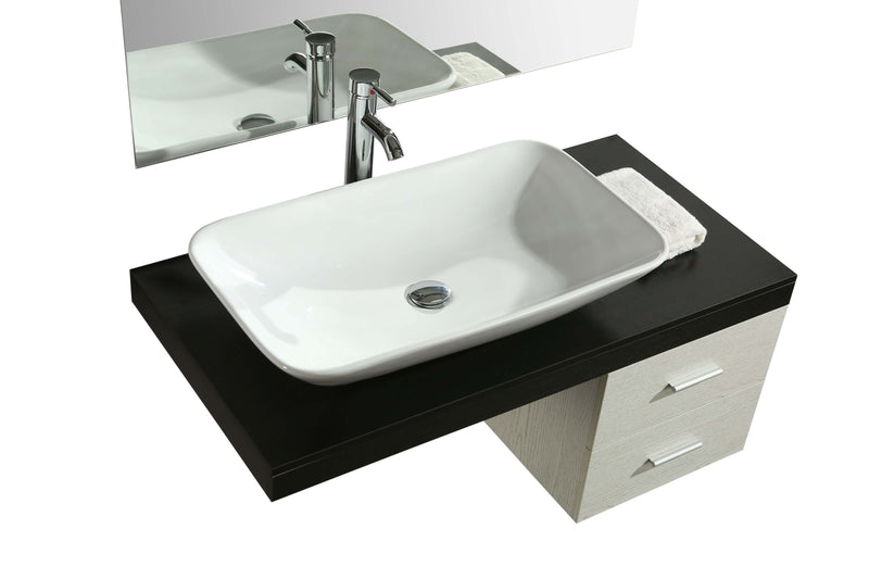 Mobile Bagno Sospeso 100 cm Lavabo e Specchio Vorich Picasso Bianco e Nero-5