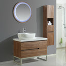 Mobile Bagno 100 cm Lavabo Specchio e 1 Pensile Vorich Paris Rovere-4