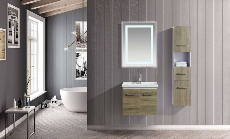 Mobile Bagno Sospeso 60 cm Lavabo Specchio e 1 Pensile Vorich Istanbul Grigio-3