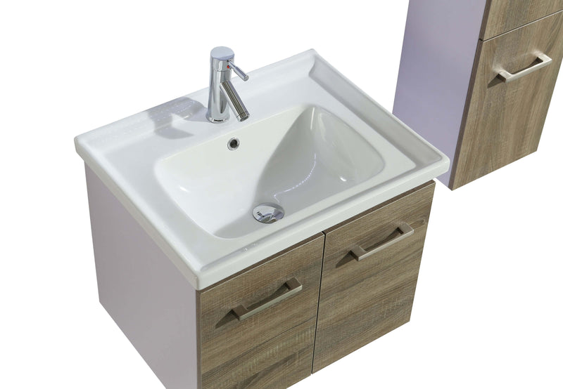 Mobile Bagno Sospeso 60 cm Lavabo Specchio e 1 Pensile Vorich Istanbul Grigio-5