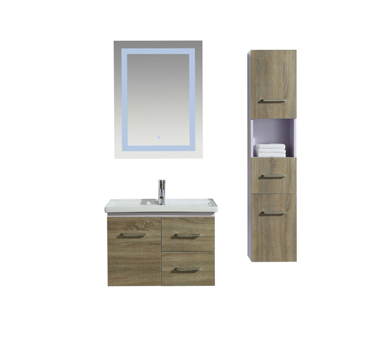 Mobile Bagno Sospeso 70 cm Lavabo Specchio e 1 Pensile Vorich Istanbul Grigio-1