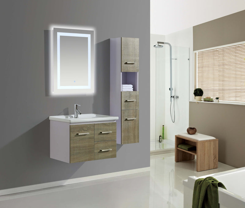 Mobile Bagno Sospeso 70 cm Lavabo Specchio e 1 Pensile Vorich Istanbul Grigio-3