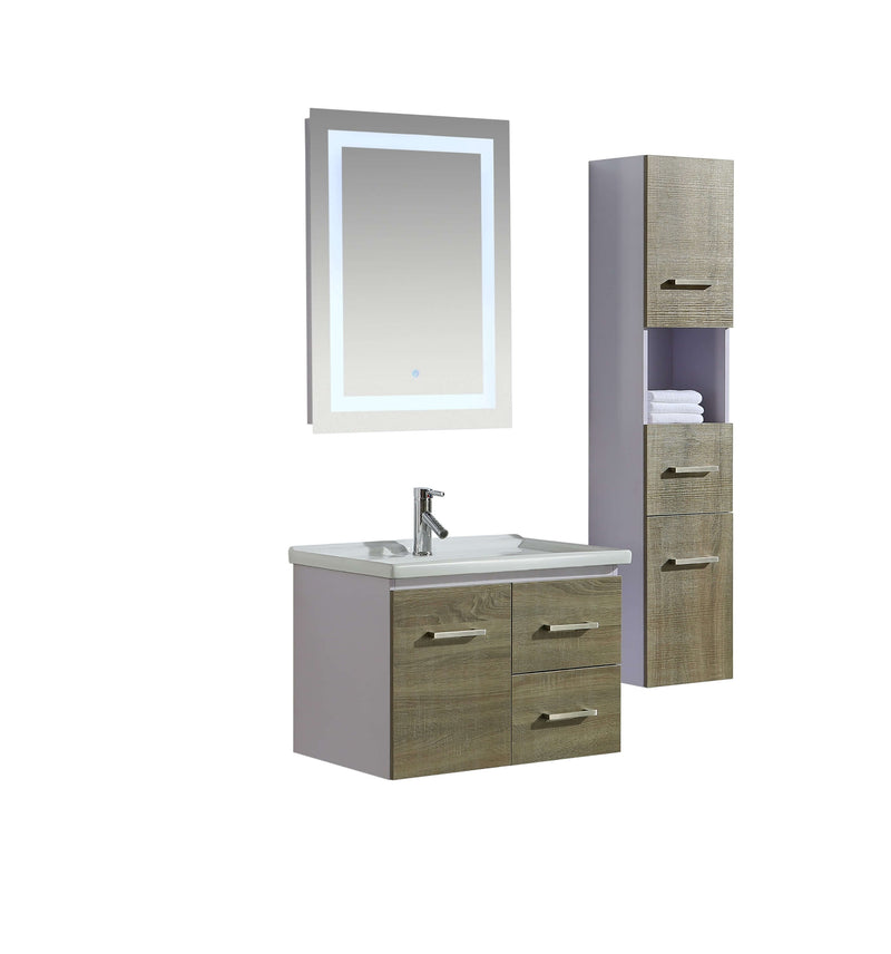 Mobile Bagno Sospeso 70 cm Lavabo Specchio e 1 Pensile Vorich Istanbul Grigio-5