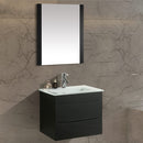 Mobile Bagno Sospeso 60 cm Lavabo e Specchio Vorich Easy Nero-5