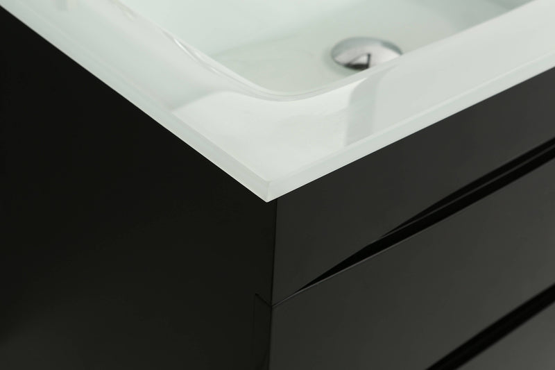 Mobile Bagno Sospeso 60 cm Lavabo e Specchio Vorich Easy Nero-7