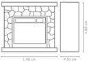 Camino Elettrico da Pavimento 90x30x80 cm Effetto Fiamma 1800W Vannini Sasso-3