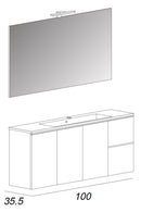 Mobile Bagno Sospeso 100 cm Lavabo e Specchio Tavassi Urano Bianco Lucido-8